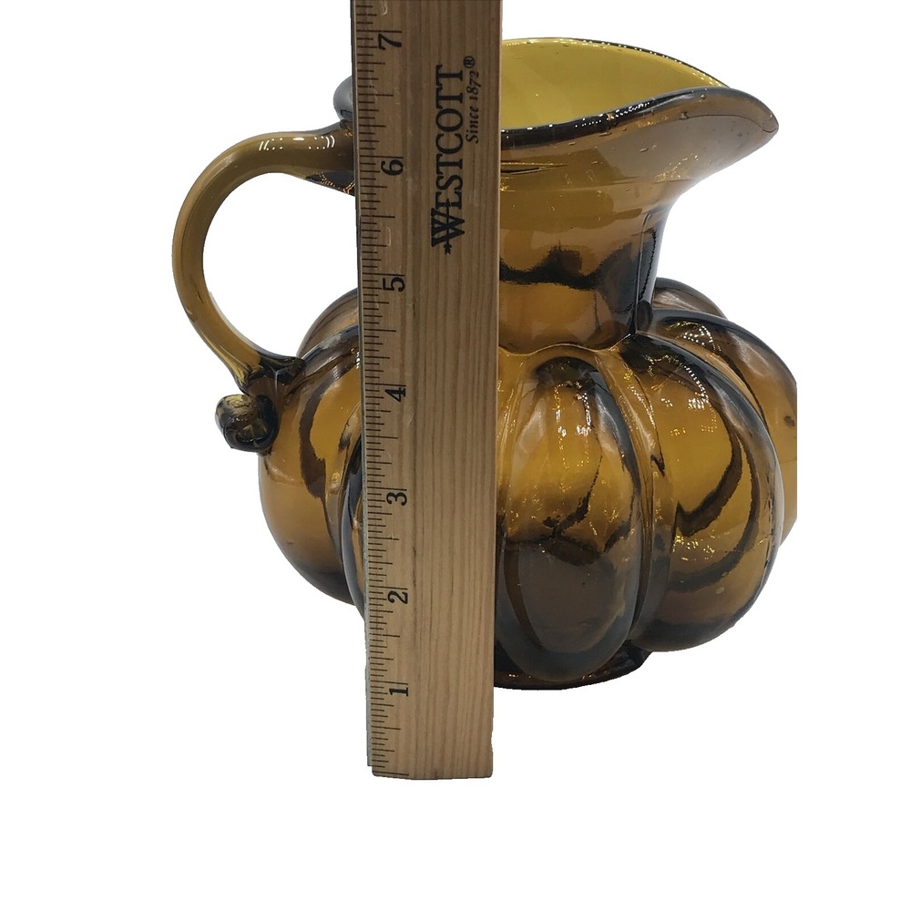 Amber GLASS  Hand Blown‎ Glass Pitcher - Picture 13 of 15